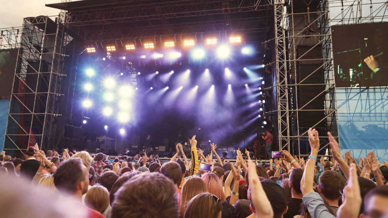 Crowd in front of stage at concert